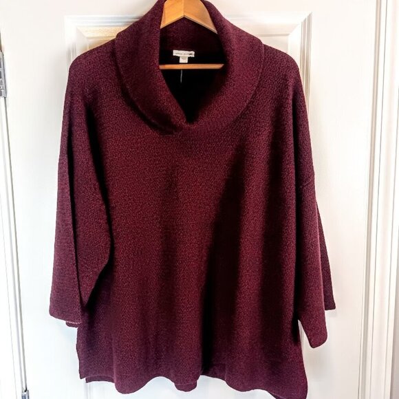 Pure Jill Burgundy Black Cashmere Cowl Neck Sweater NWT - Picture 1 of 7